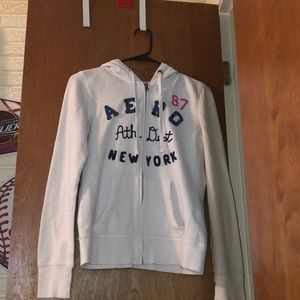 white, aeropostale full zip hoodie